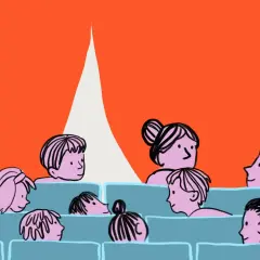 Widownia w teatrze Guliwer, zapatrzona w scenę. Sprawdź repertuar i zarezerwuj bilety!