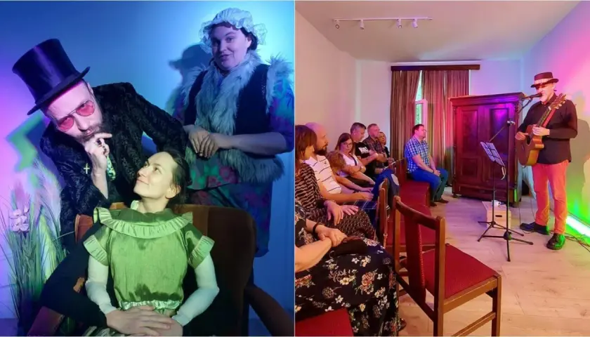 Aktorzy w Bytomiu przygotowują się do spektaklu. Na scenie muzyk gra dla publiczności. Repertuar teatru zapowiada się ciekawie.
