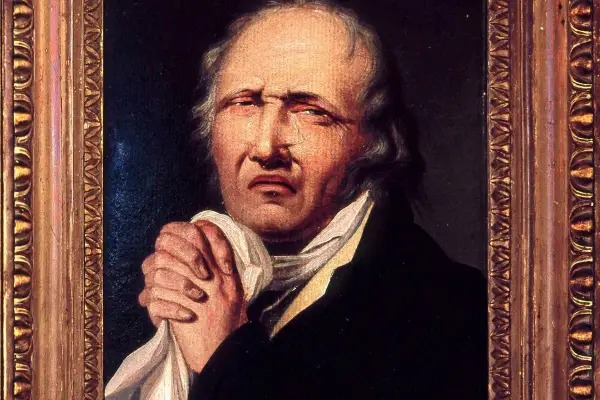 Portret mężczyzny z chusteczką w dłoniach, z wyrazem cierpienia na twarzy. Obraz przedstawia, kim był Wojciech Bogusławski, aktor i dramaturg.